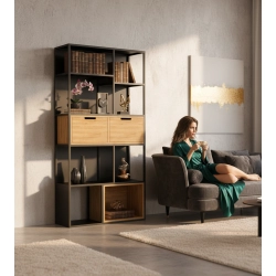 REGAŁ NA KSIĄŻKI METALOWE DREWNO LITE DĄB JESION OLCHA RNK-173